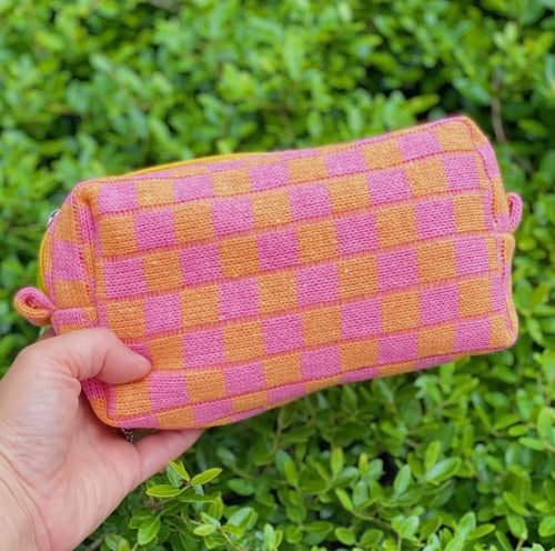 Checkered Cosmetic Bags