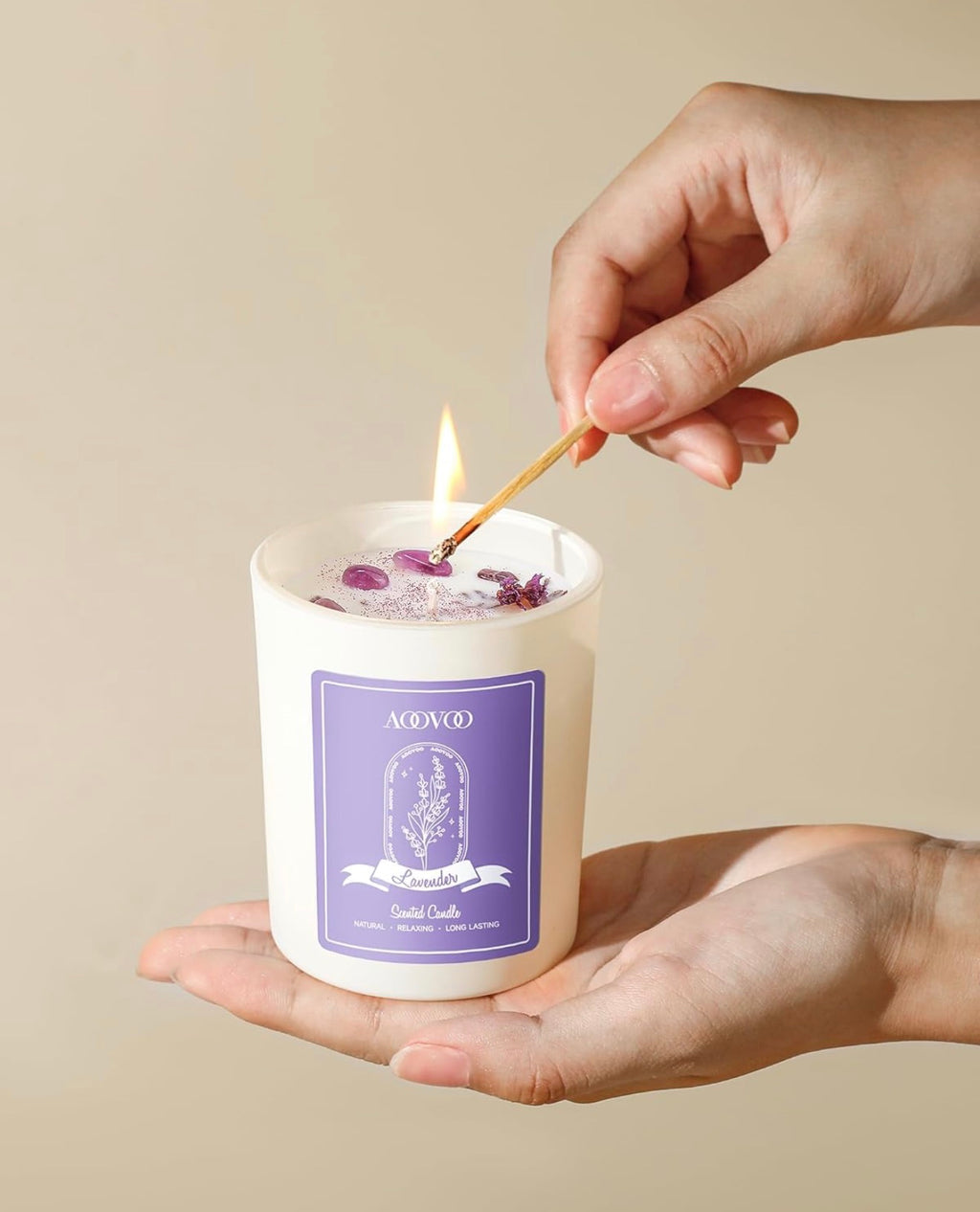 Lavender Crystal Candle