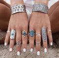Turquoise Boho Ring Set (9)