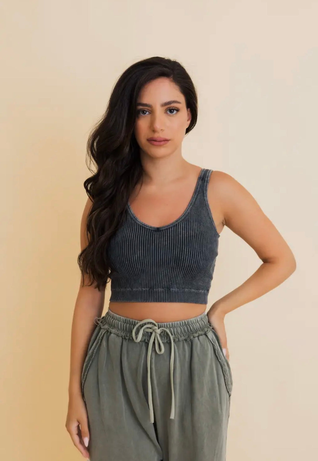 Wash Ribbed Padded Bralette