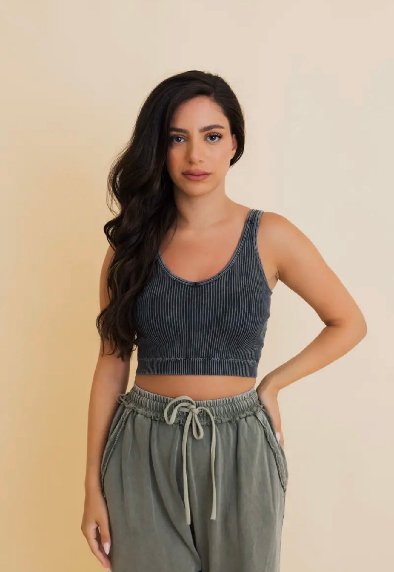 Wash Ribbed Padded Bralette